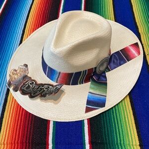 Bull Ranch 100% paper yarn Handmade Cowboy Hat with Serape & Concho